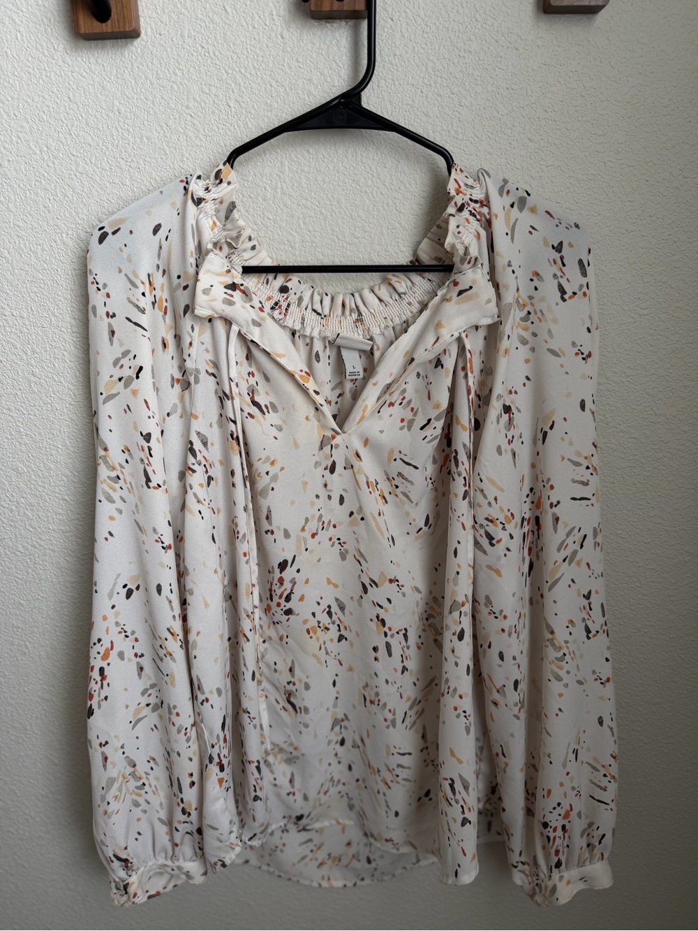 a new day Cream Speckled Collared V-Neck Blouse